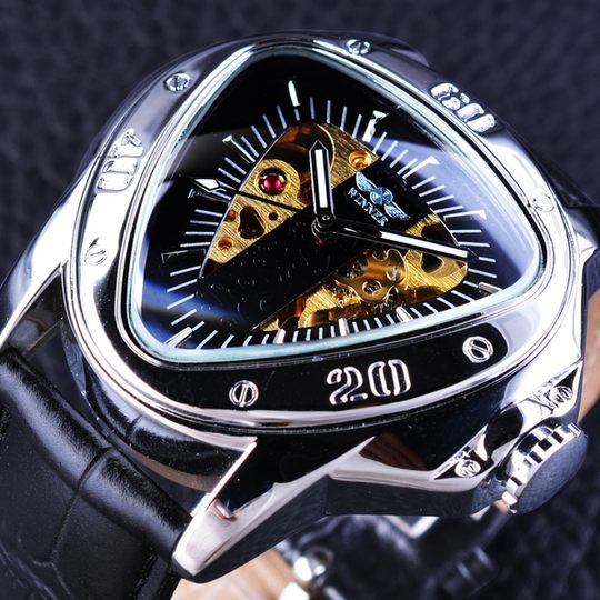 Watch Watch Hollow Triangle Automatic Mechanical Watch Men's Watch Men's Belt Watch Watch Waterproof
